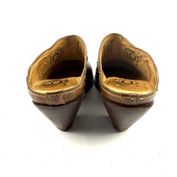 Charlie 1 Horse Mules 7 Brown Leather Distressed Slip On Western Shoes 37.5 - Picture 5 of 12